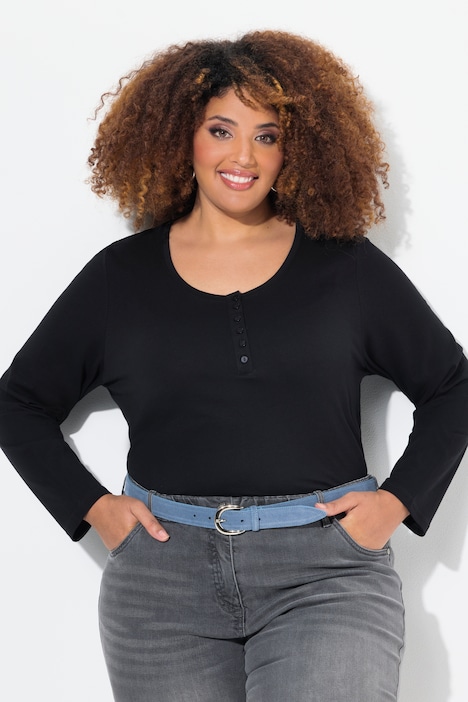 Basic Shirt, Knopfleiste, regular, Langarm