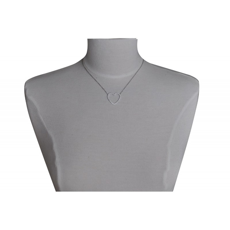 Collier Argent Rhodié Coeur de Strass