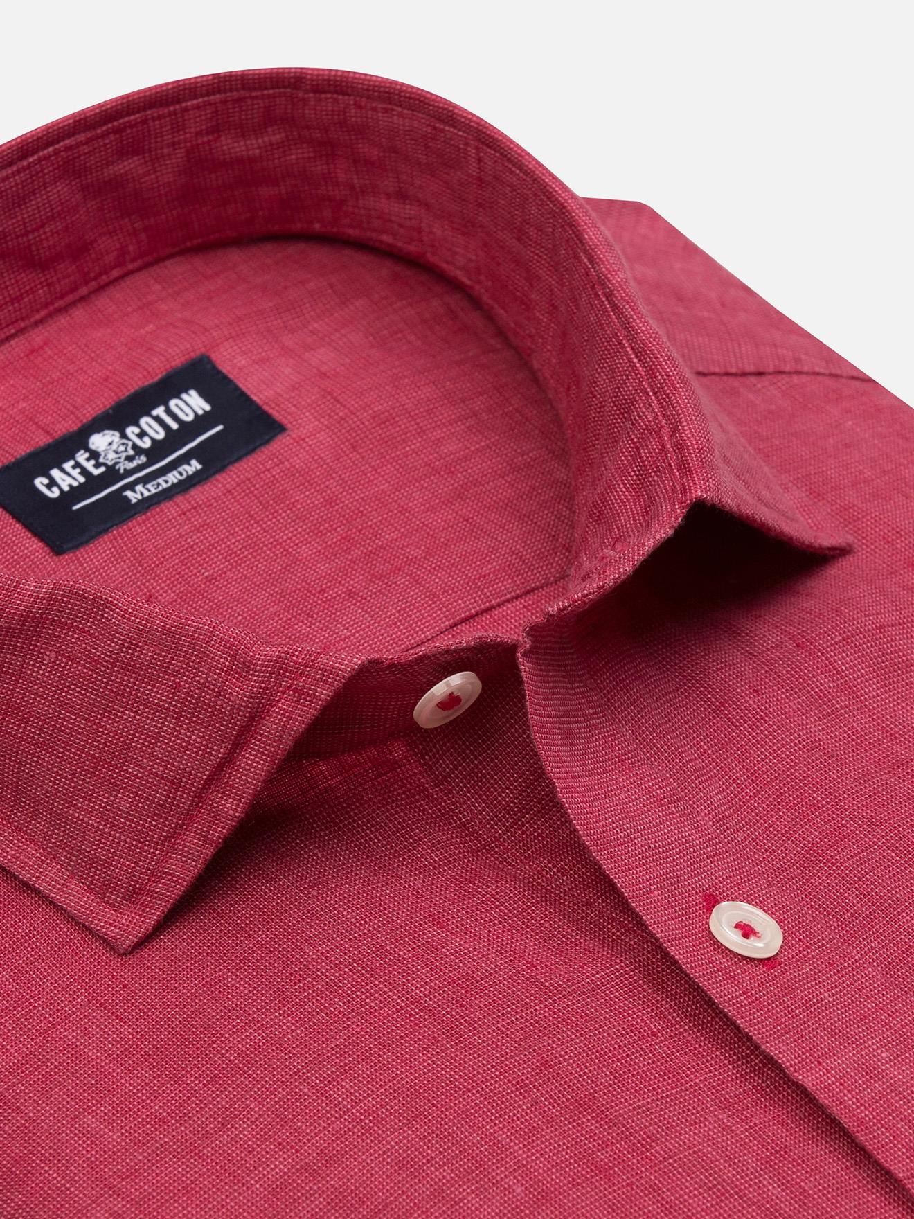 Chemise Olaf en lin fuchsia