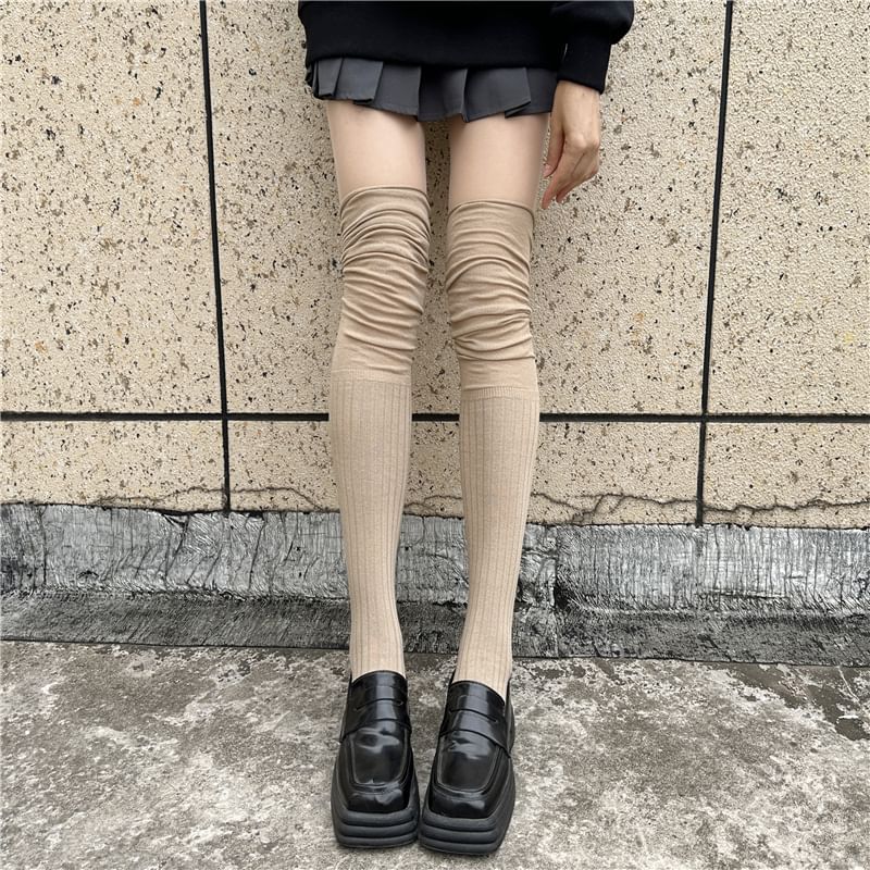 Gentiana - Effen overknee sokken