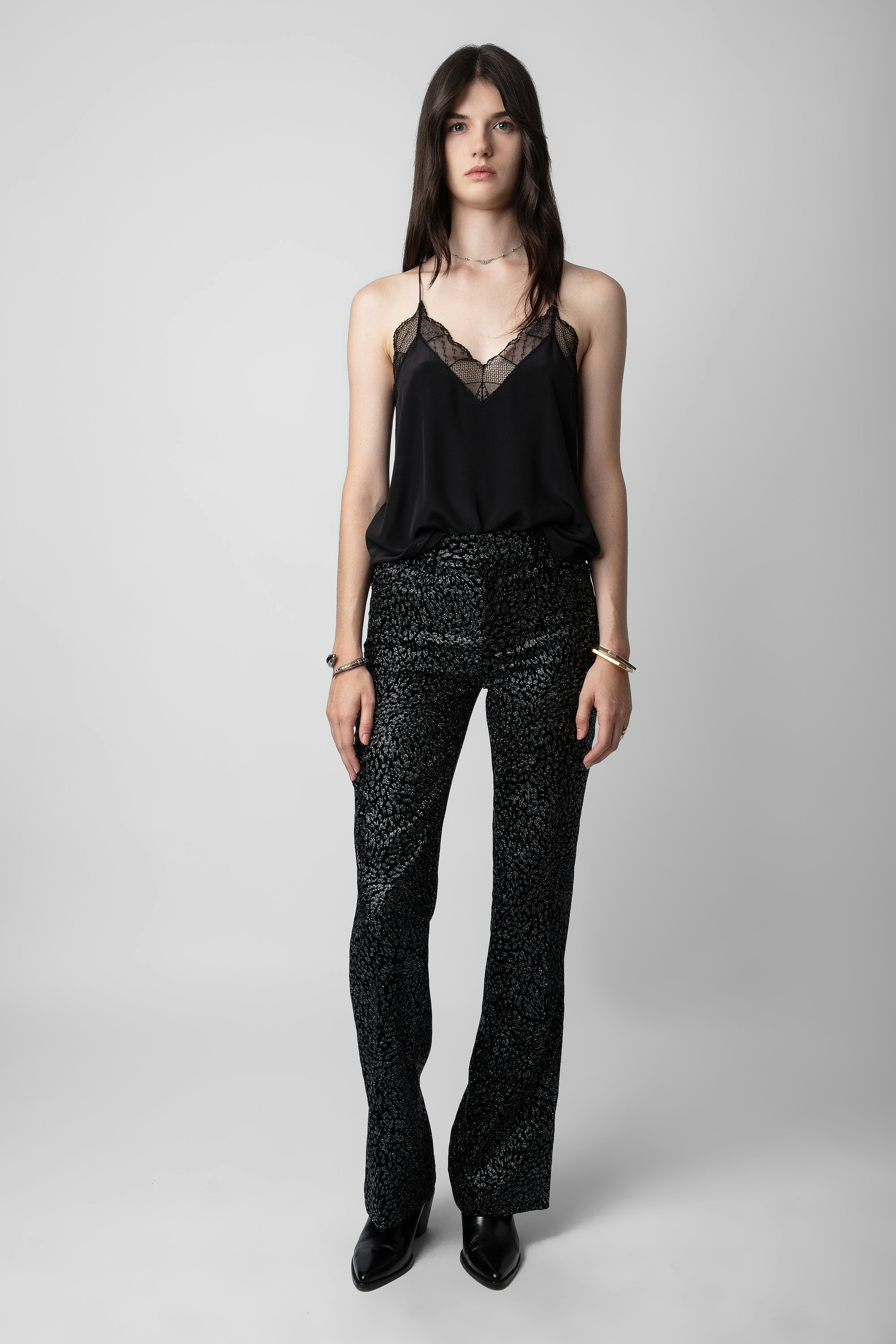 Pantalon Piston Velours Glitter
