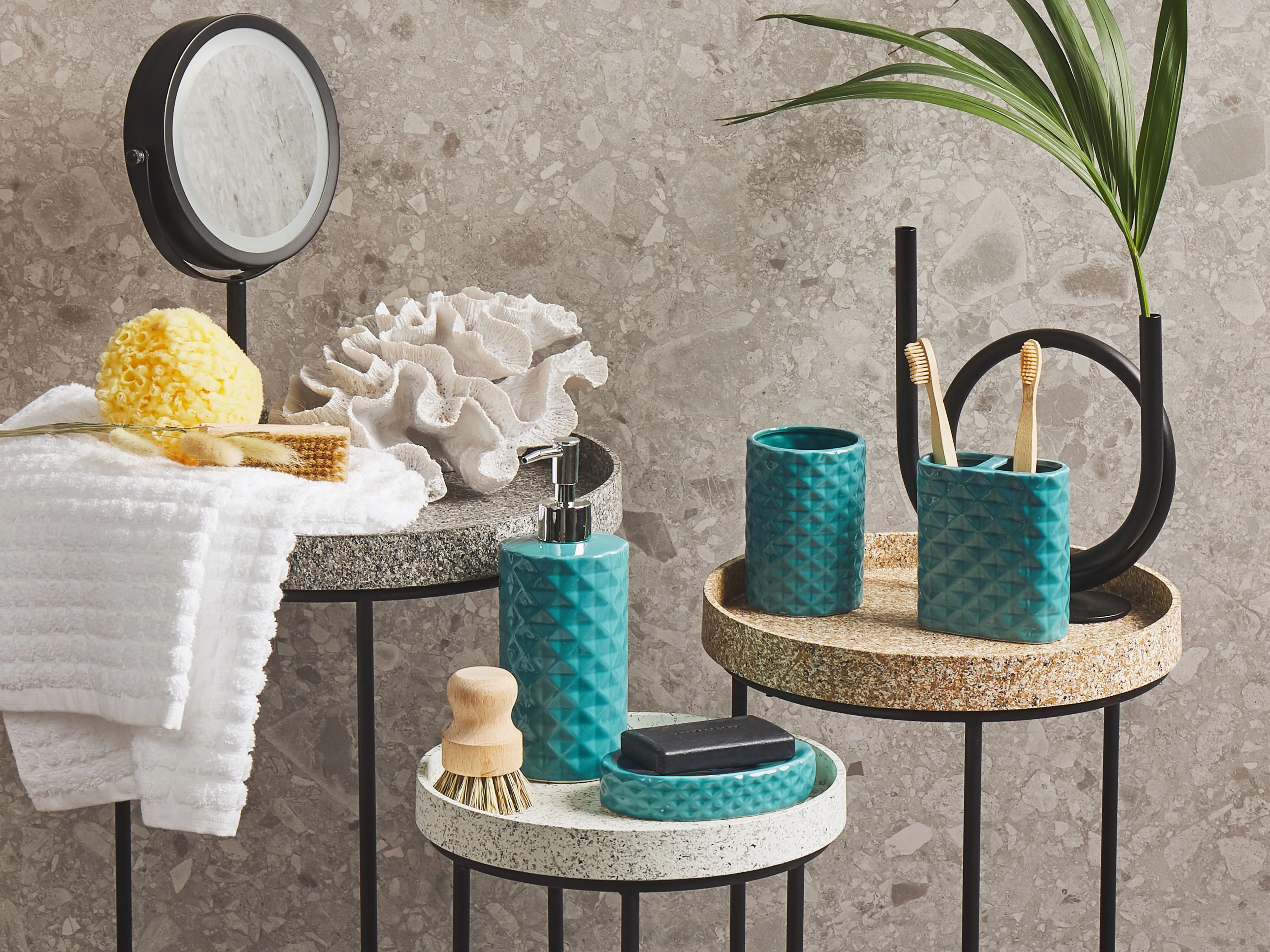 4-delige badkameraccessoireset GUATIRE Keramiek Turquoise