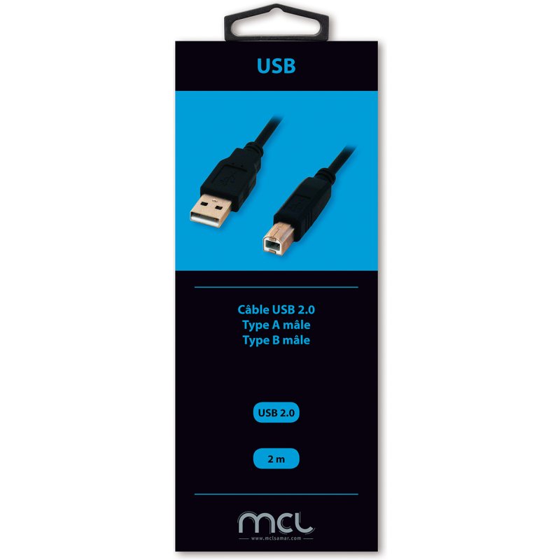MCL MC922ABGE-2M câble USB USB 2.0 USB A USB B 0,48 Gbit/s Noir