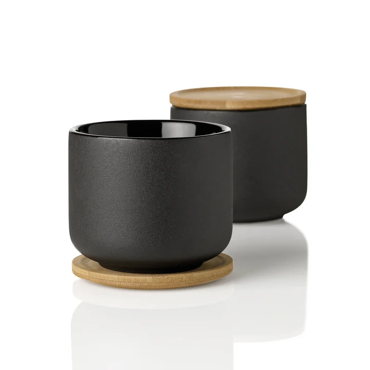 Stelton - Theo Thermo-Teebecher mit Untersetzer, 0,2 l, schwarz