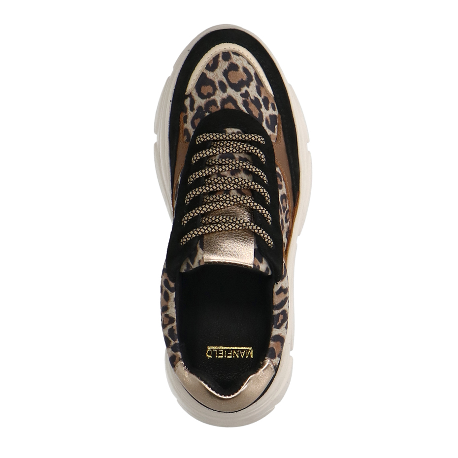 Zwarte suède sneakers met panterprint