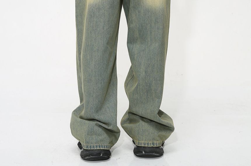 FAERIS - Low Rise Washed Wide Leg Jeans