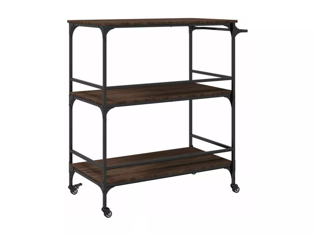 Chariot cuisine chêne marron 100,5x50x105 cm bois d'ingénierie