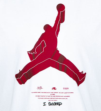 Jordan T-Shirt - Jumpman X Nike Action - Weiß mit. Rot