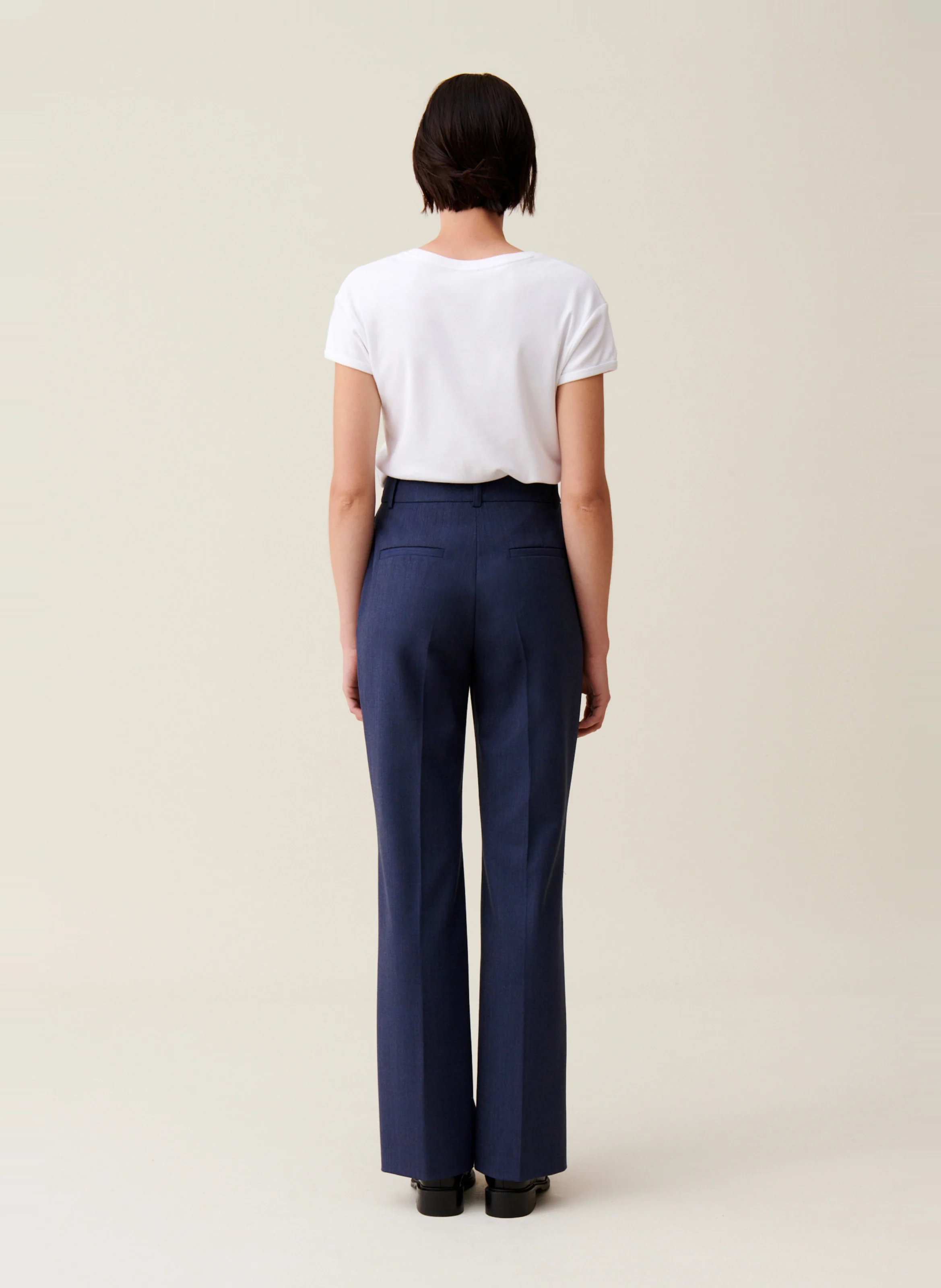 Pantalon tailleur en laine mélangée | Bleu