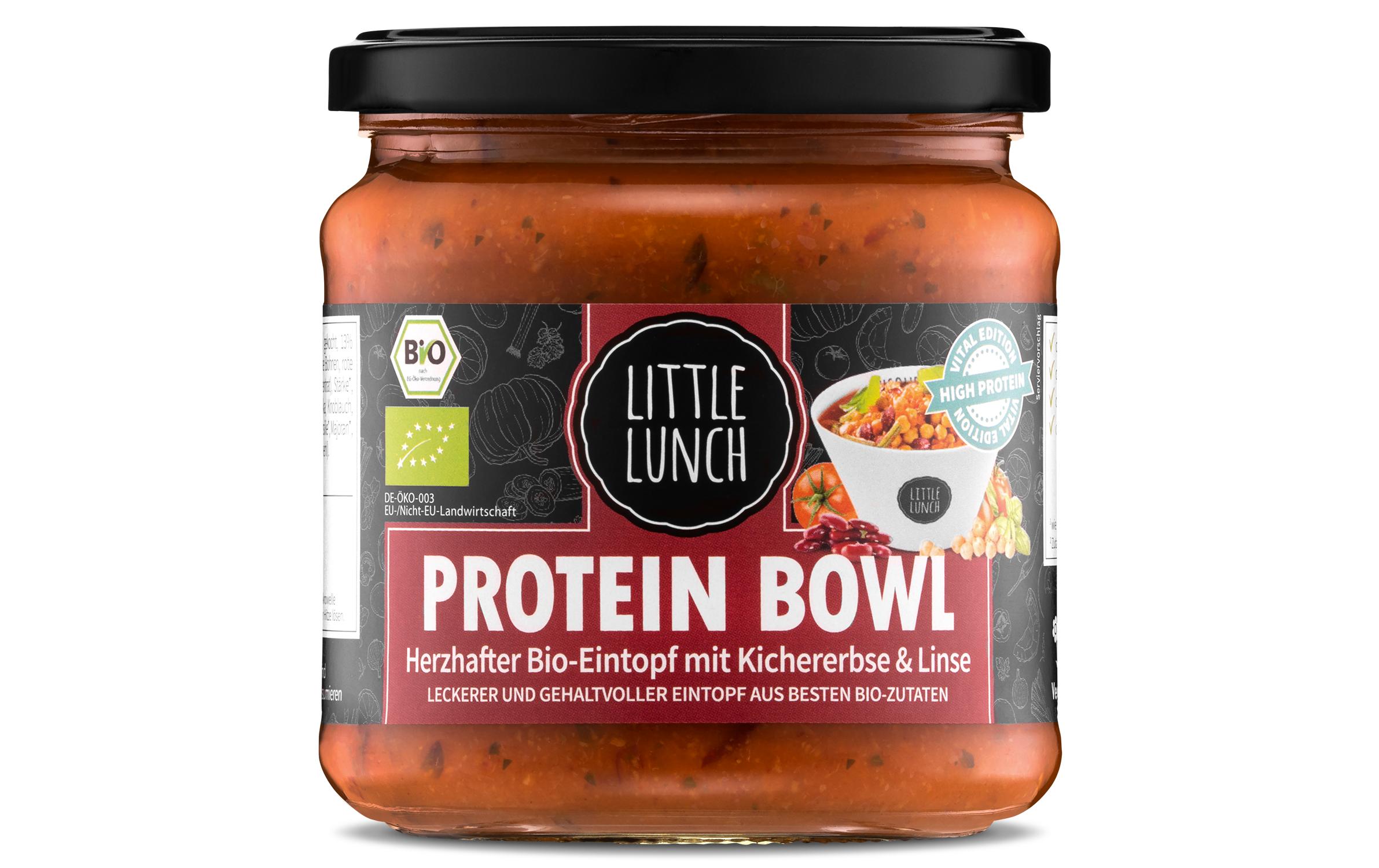 Protein Gemüseeintopf Kichererbse und Linse Bio 350 mlHerzhafter Bio-Eintopf mit Erbse & Linse