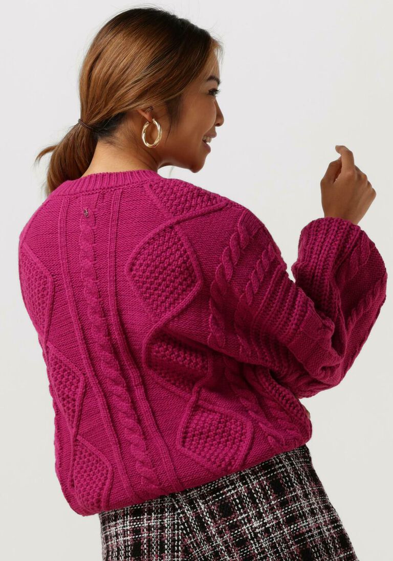 COLOURFUL REBEL roze colourful rebel trui olivia cable knitwear sweater