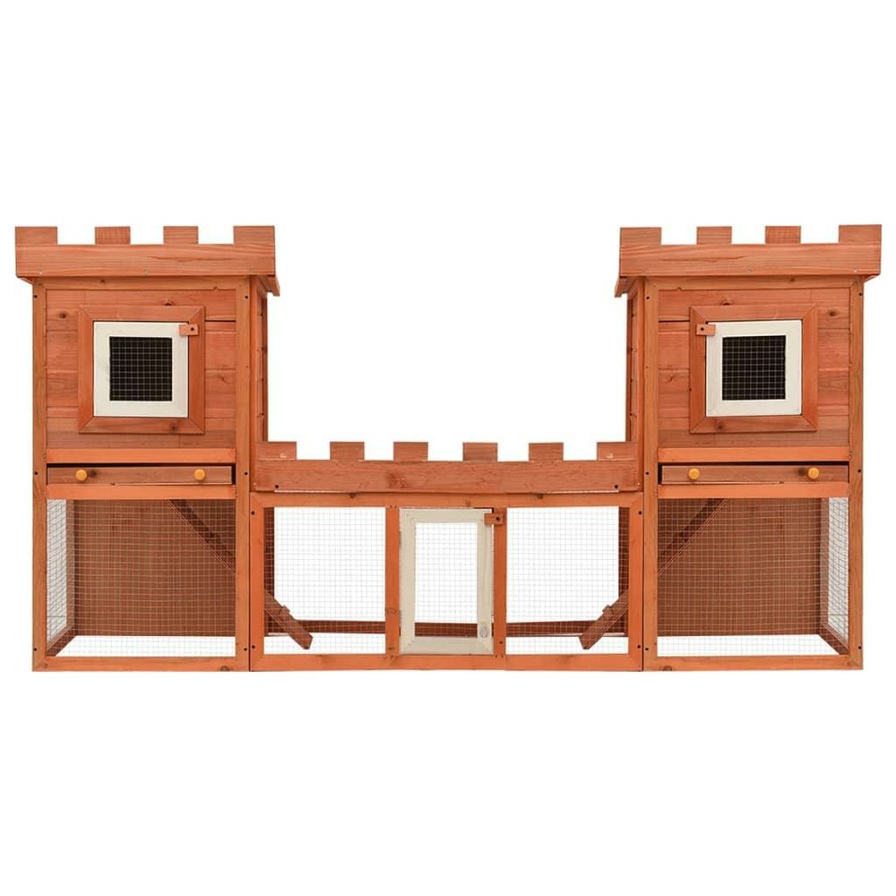 Clapier large d'extérieur 192 x 50 x 101 cm avec maison double