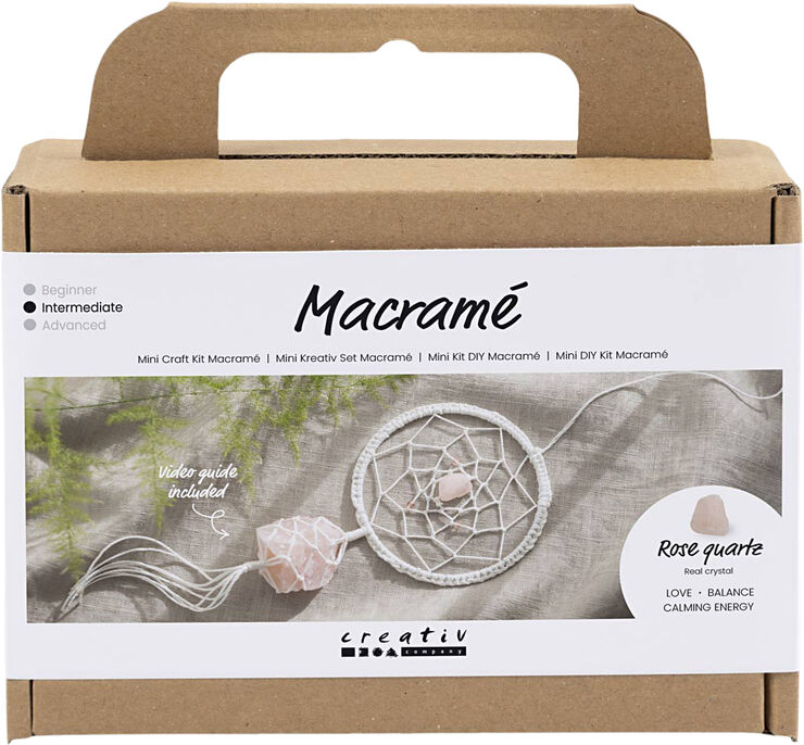 Creativ Company Mini DIY Kit Macramé, Drømmefanger med rosenkvarts krystal