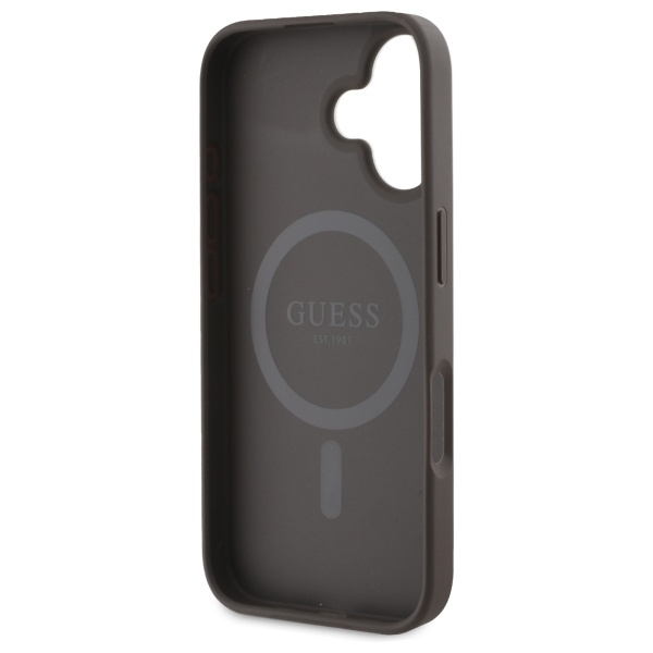 iPhone 16 MagSafe Leder Hardcase Hülle 4G Ring Classic Logo (GUHMP16SG4GFRW) - Braun