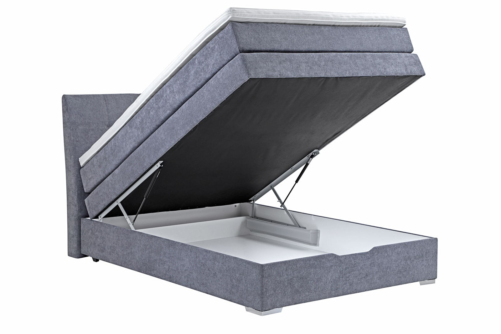Boxspringbett Plaza 140x200cm Stoff Grau