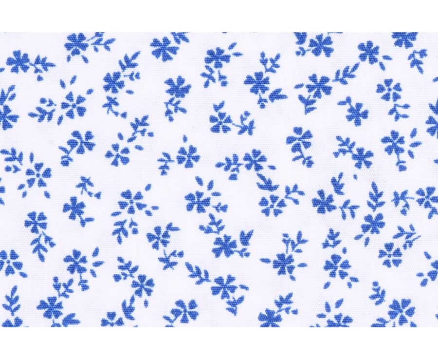 Chemise blanche imprimée fleurs bleues - Col français - MATHURIN