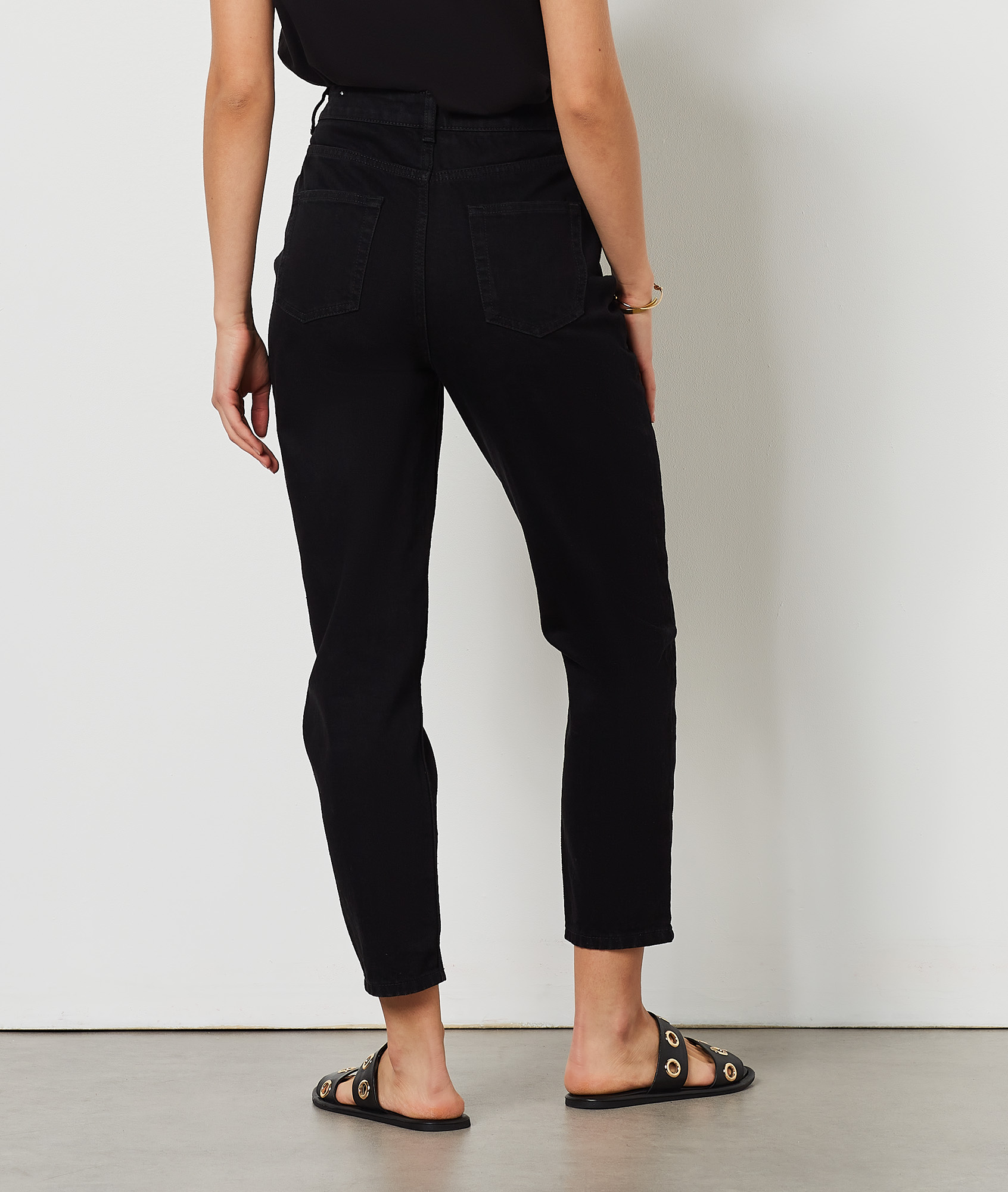 Jean mom taille haute, 100% coton