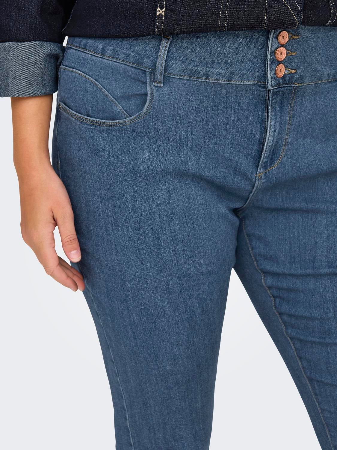 CARANNA Mittlere Taille Skinny Fit Jeans Medium Blue Denim