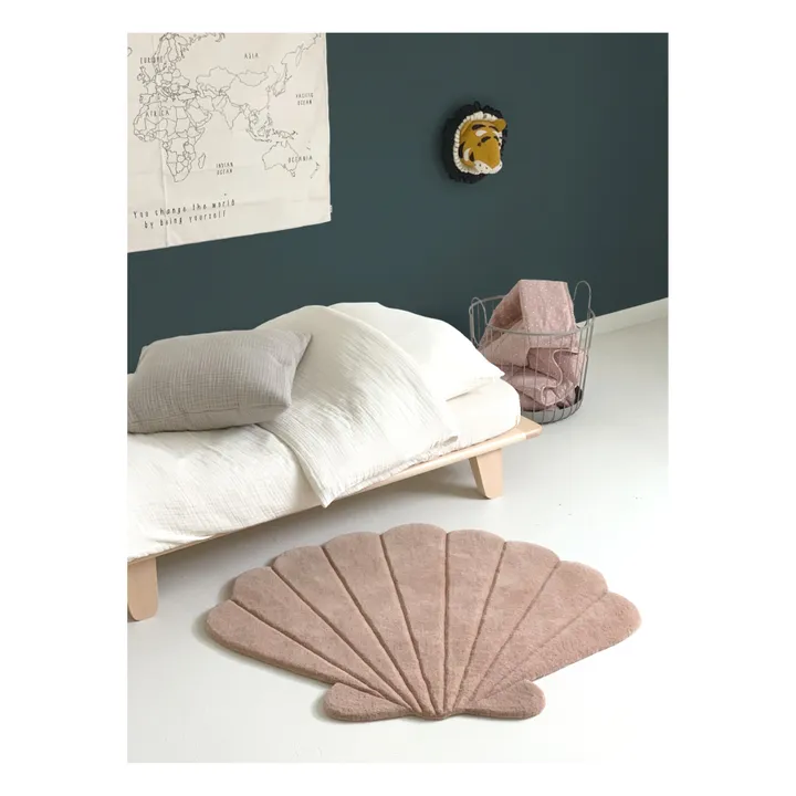 Maison Deux Tapis Coquillage en laine | Rose poudré