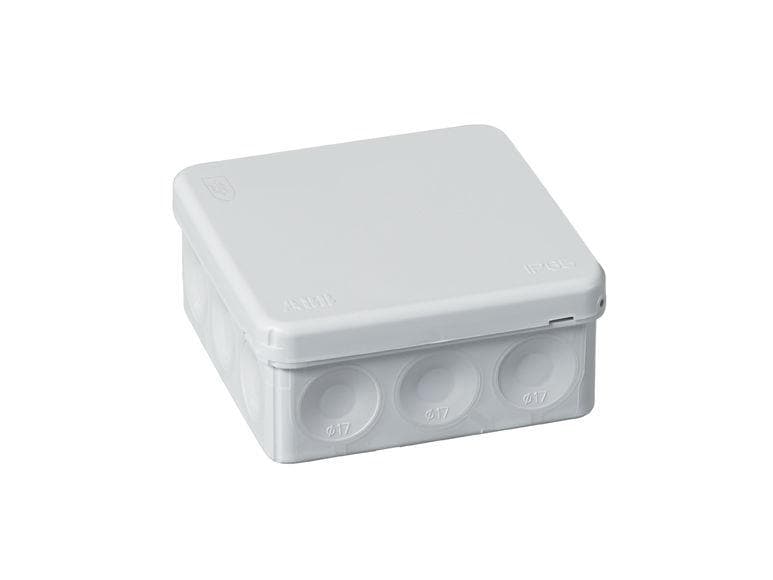ABB Abzweigdose Ensto AP, nass IP65, Grau 80 x 80 x 35 mm Aufputz Nass-Abzweigdose IP65 mit 10 Einführungen