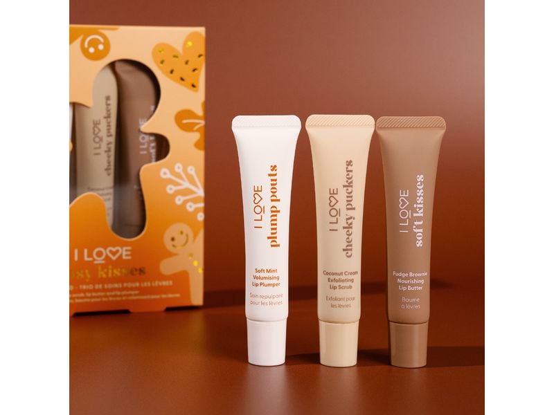 I Love Geschenkset Cosy Kisses 3-teilig Geschenkbox mit hochwertigen Artikeln zur Lippenpflege