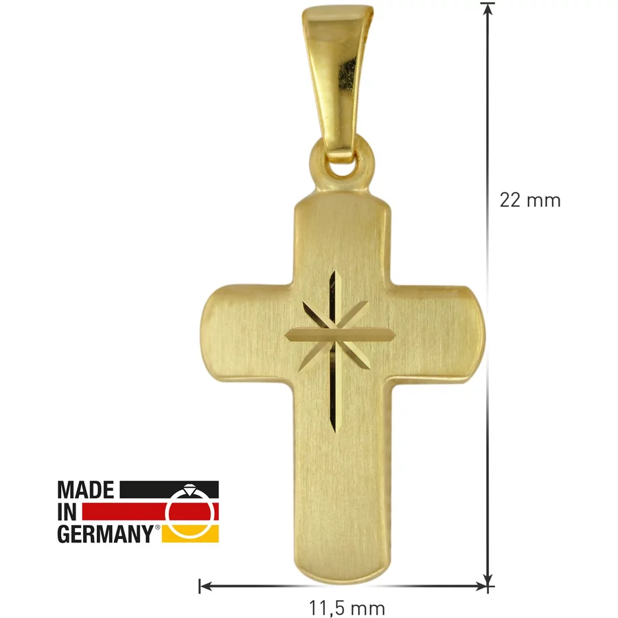trendor Kreuz für Kinder Gold 333 mit goldplattierter Silberkette gold