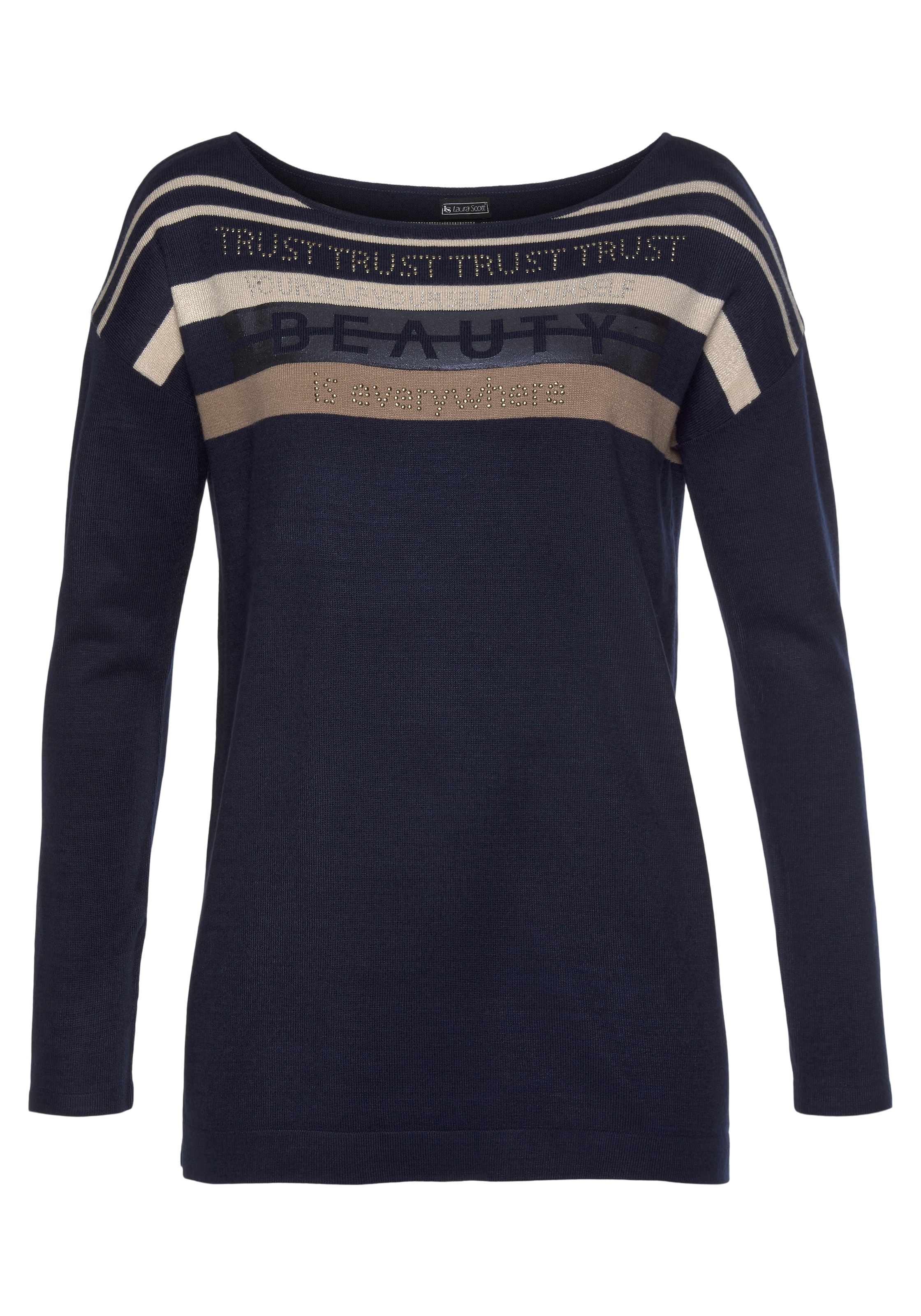Laura Scott Strickpullover , in Streifen-Design mit Glitzersteinen