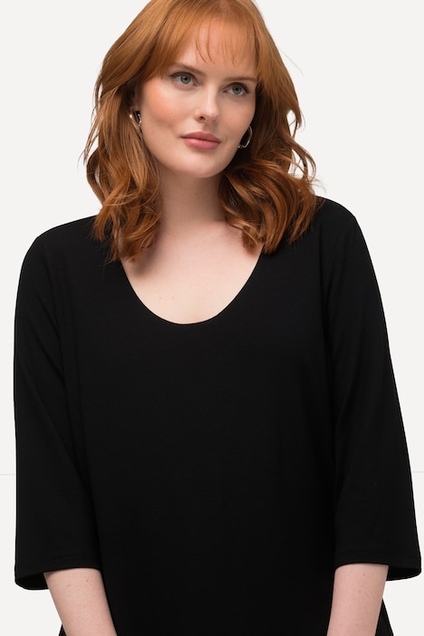 Shirt, tiefer Rundhalsausschnitt, 3/4 Arm