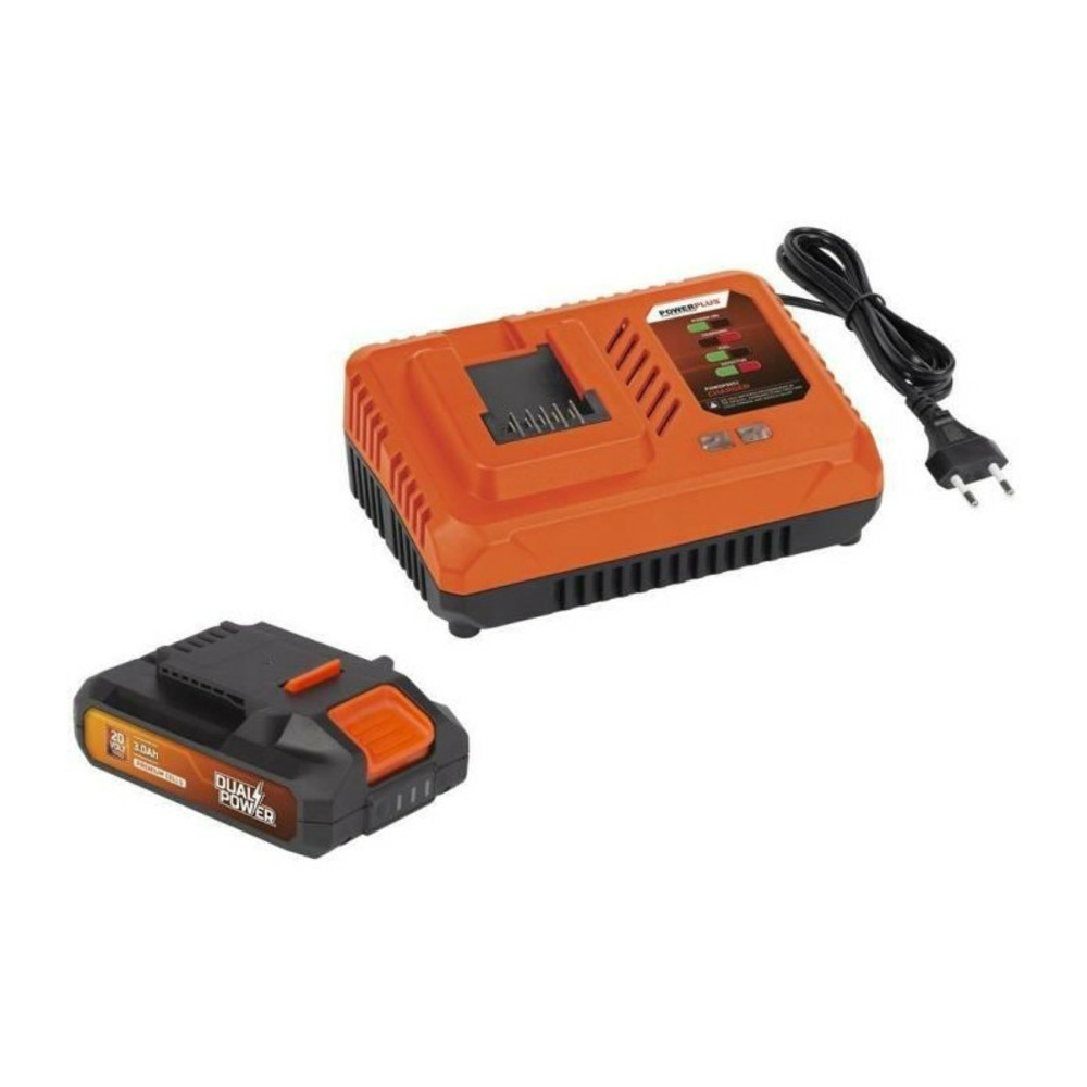 Pack batterie + chargeur 20v dual power powdp9063 - chargeur rapide 4 ah, batterie 20 v 3 ah