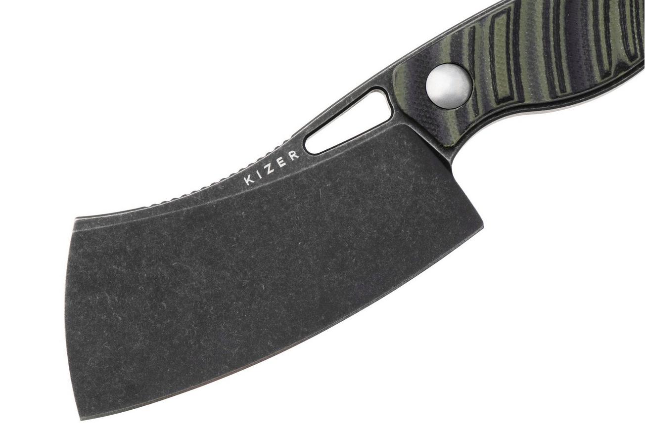 Kizer Little Rhino 1065A3, Black D2, Olive Green/Black G10 vaststaand mes, Kapuscinski Giedymin design