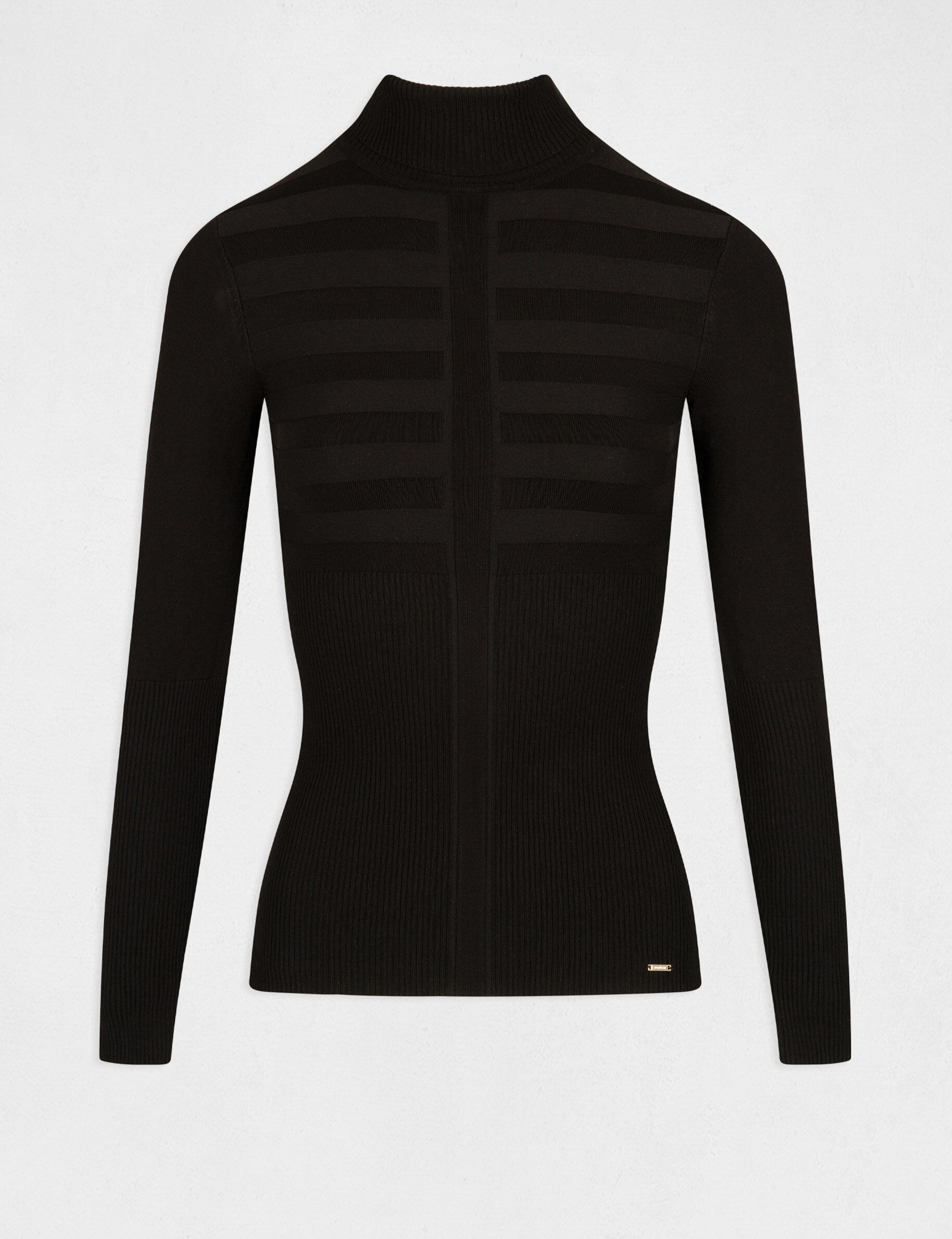 Pull manches longues col roulé noir femme - noir