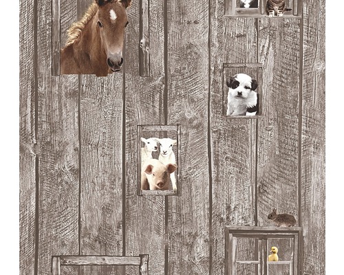 Vliesbehang 35842-2 Little Stars houtbruin paard