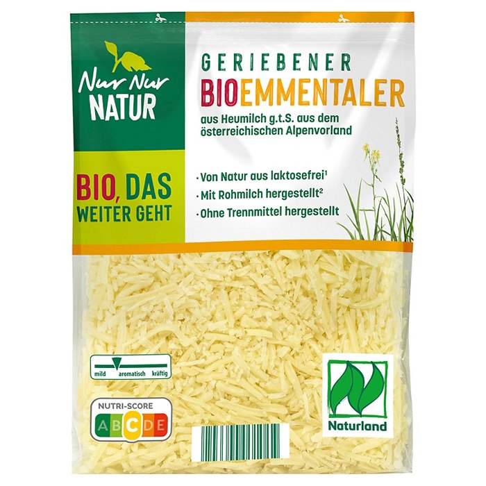 NUR NUR NATUR Bio-Reibekäse 150 g, Emmentaler