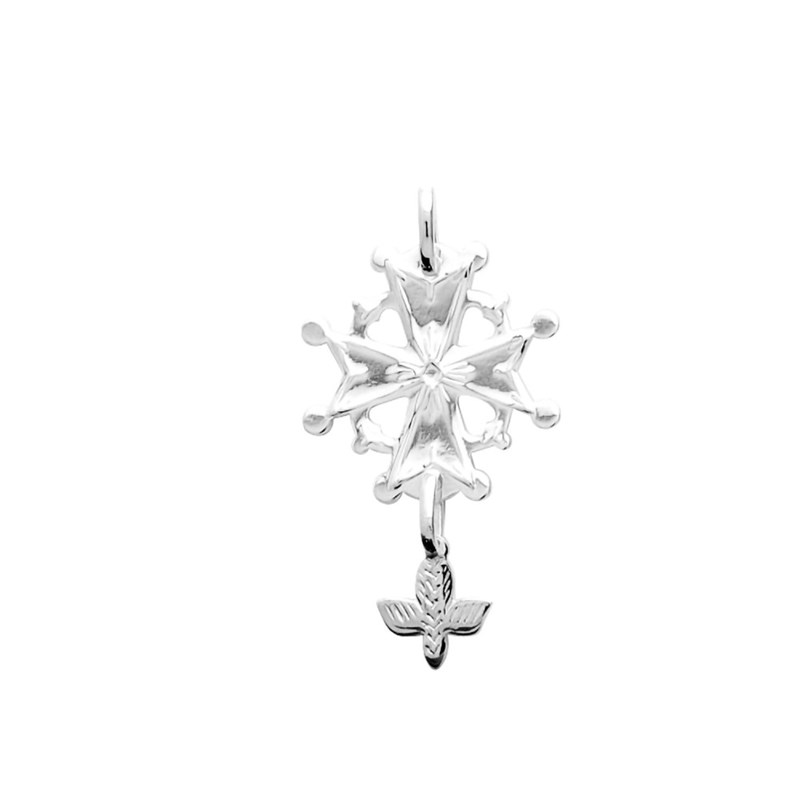 Pendentif mixte - Argent 925 - Croix de Huguenote