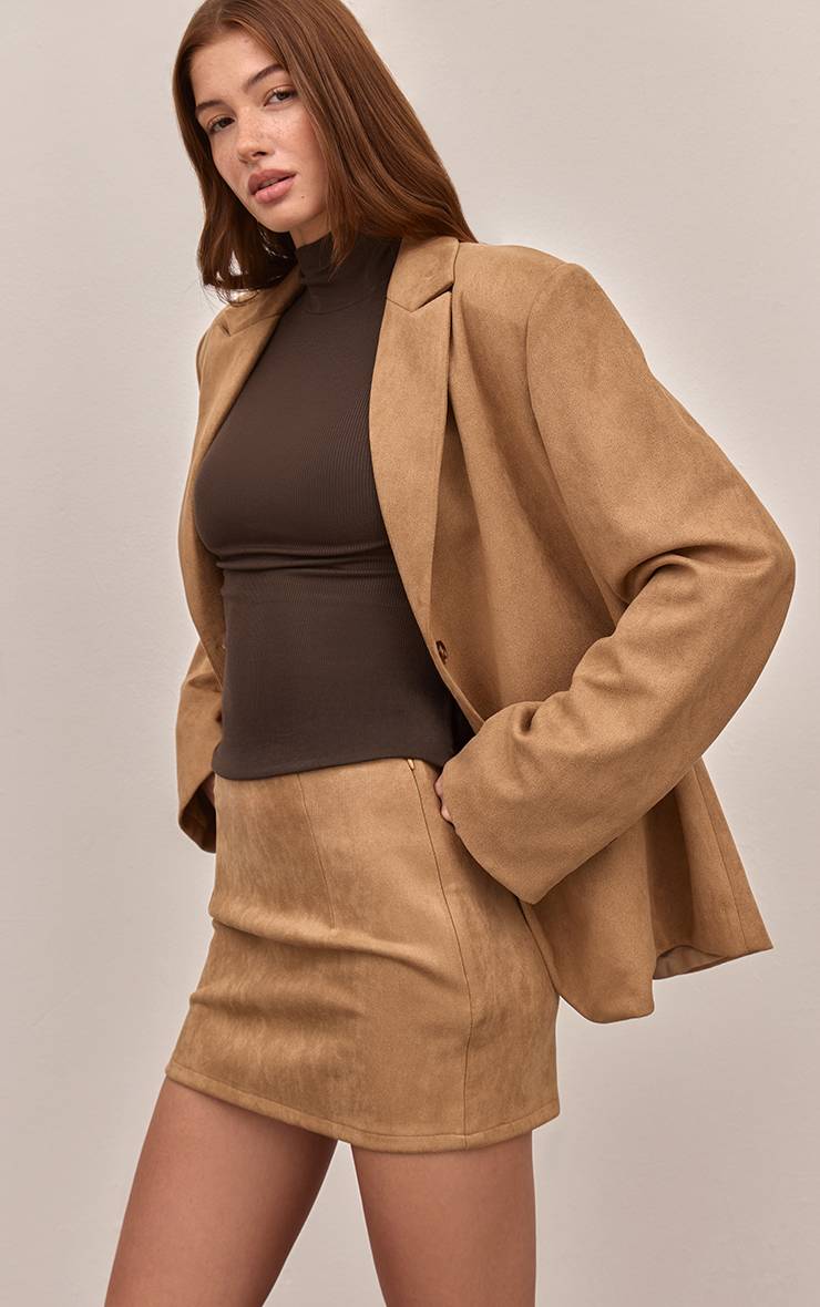 Sable Jupe Mini Taille Mi-haute En Synthétique Coordonnée