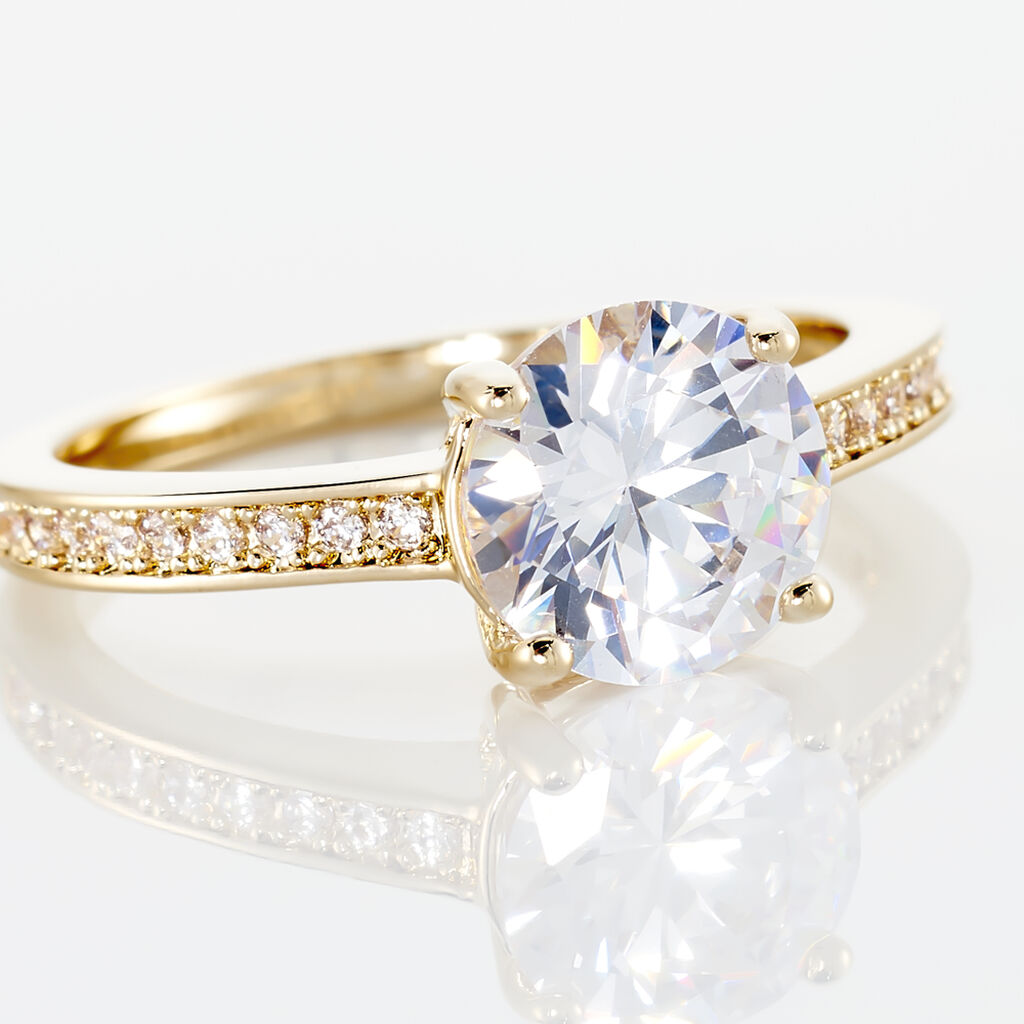 Bague Solitaire Zoura Plaqué Or Jaune Oxyde De Zirconium