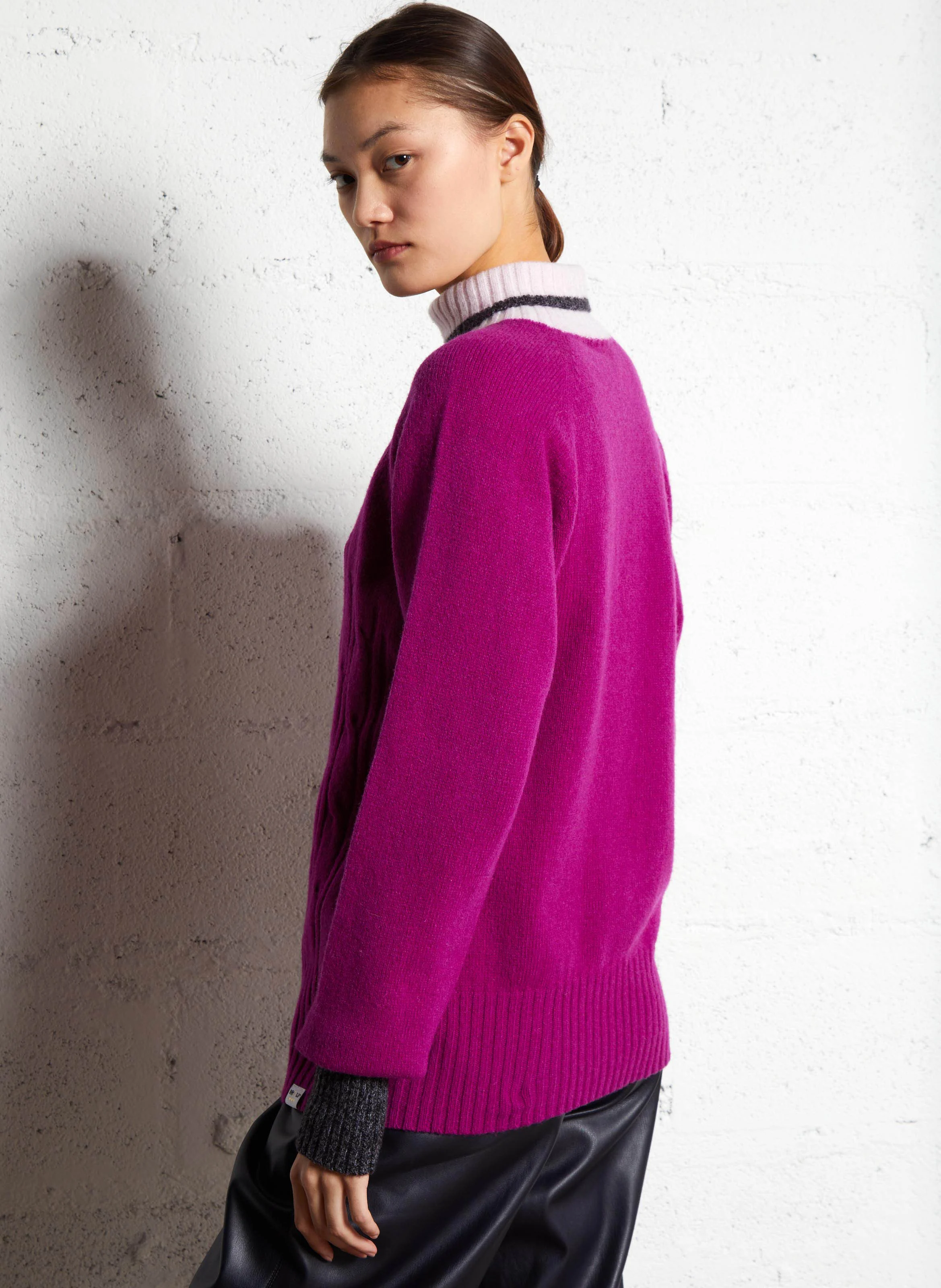 ANNA - Pull col montant en laine I CODE x LA FRANCAISE | Rose