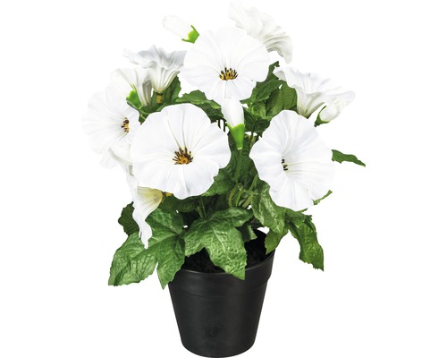 Kunstpetunia in een kunststof pot, hoogte: 28 cm, wit