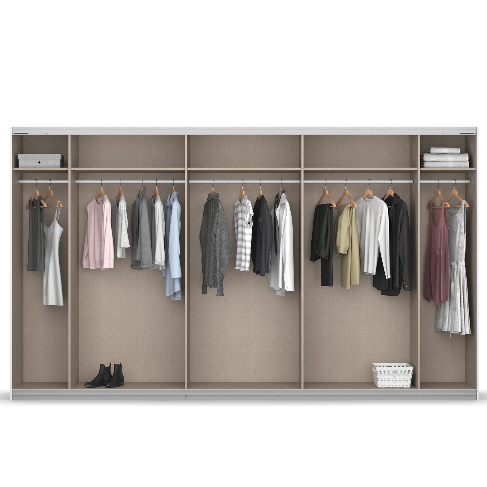 Schwebetürenschrank - alpinweiß - mit Spiegel - 360x210 cm