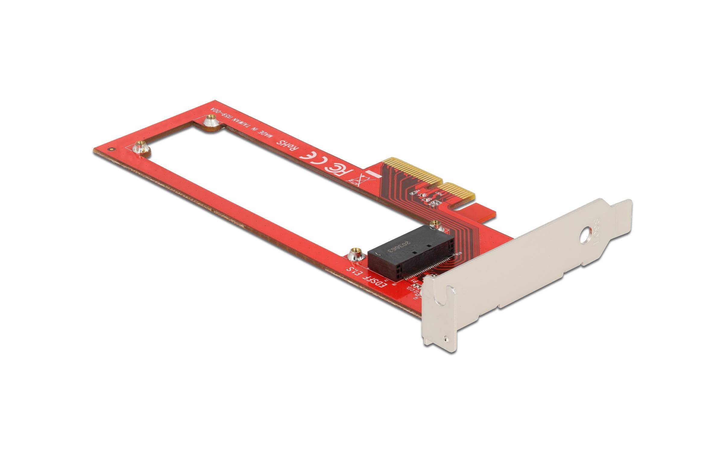 Host Bus Adapter PCI-Express x4 - 1x EDSFF E1.SDelock PCI Express x4 Karte zu 1 x EDSFF E1.S Slot – Low Profile Formfaktor