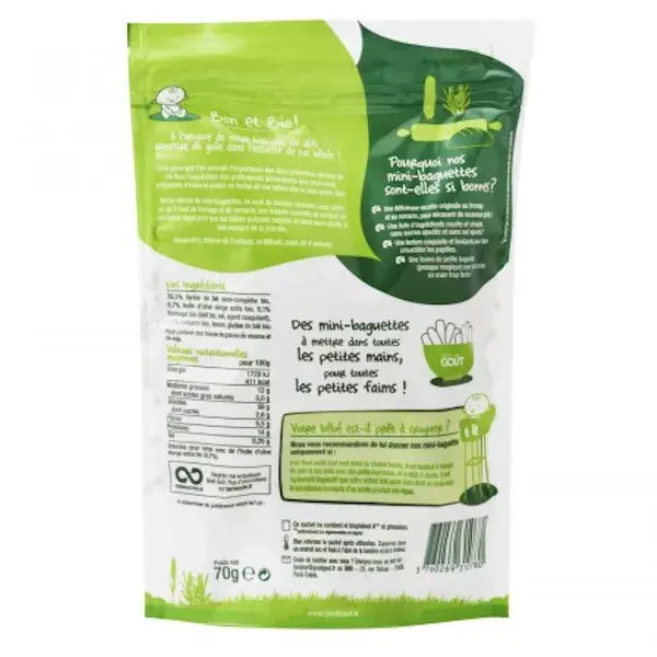 Biscoitos Mini Baguete Good Goût com Queijo e Alecrim +10m Orgânicos 70g