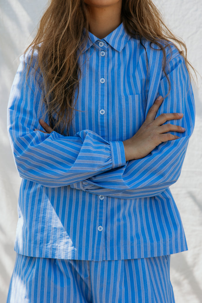 Tatum W, Skjorte - Cornflower Stripe