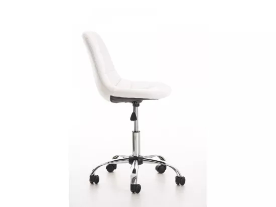 Chaise de bureau - Similicuir & Métal chromé - Blanc - Emil