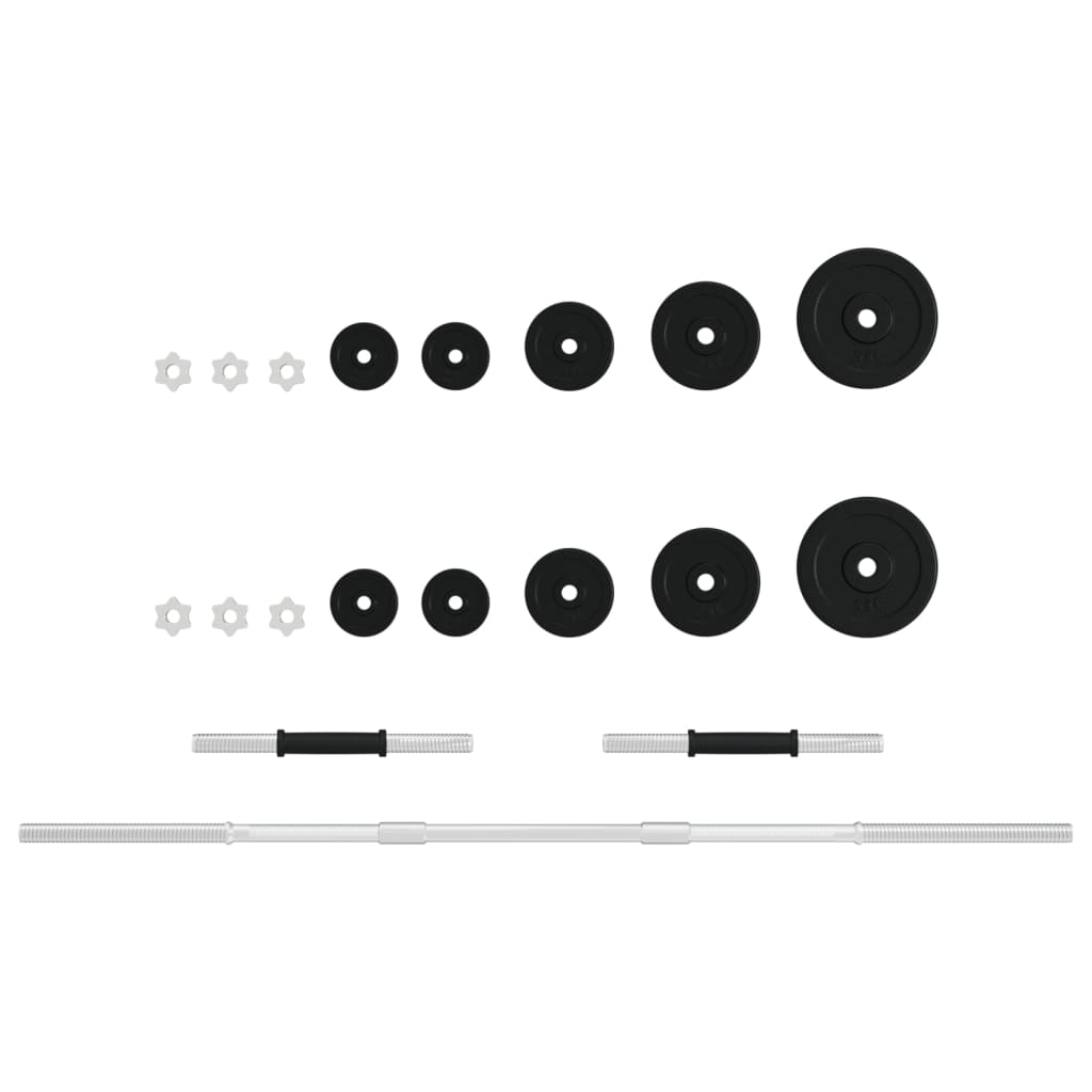 Conjunto de barra e halteres Vidaxl de 30 kg (3 unidades de 140 cm)