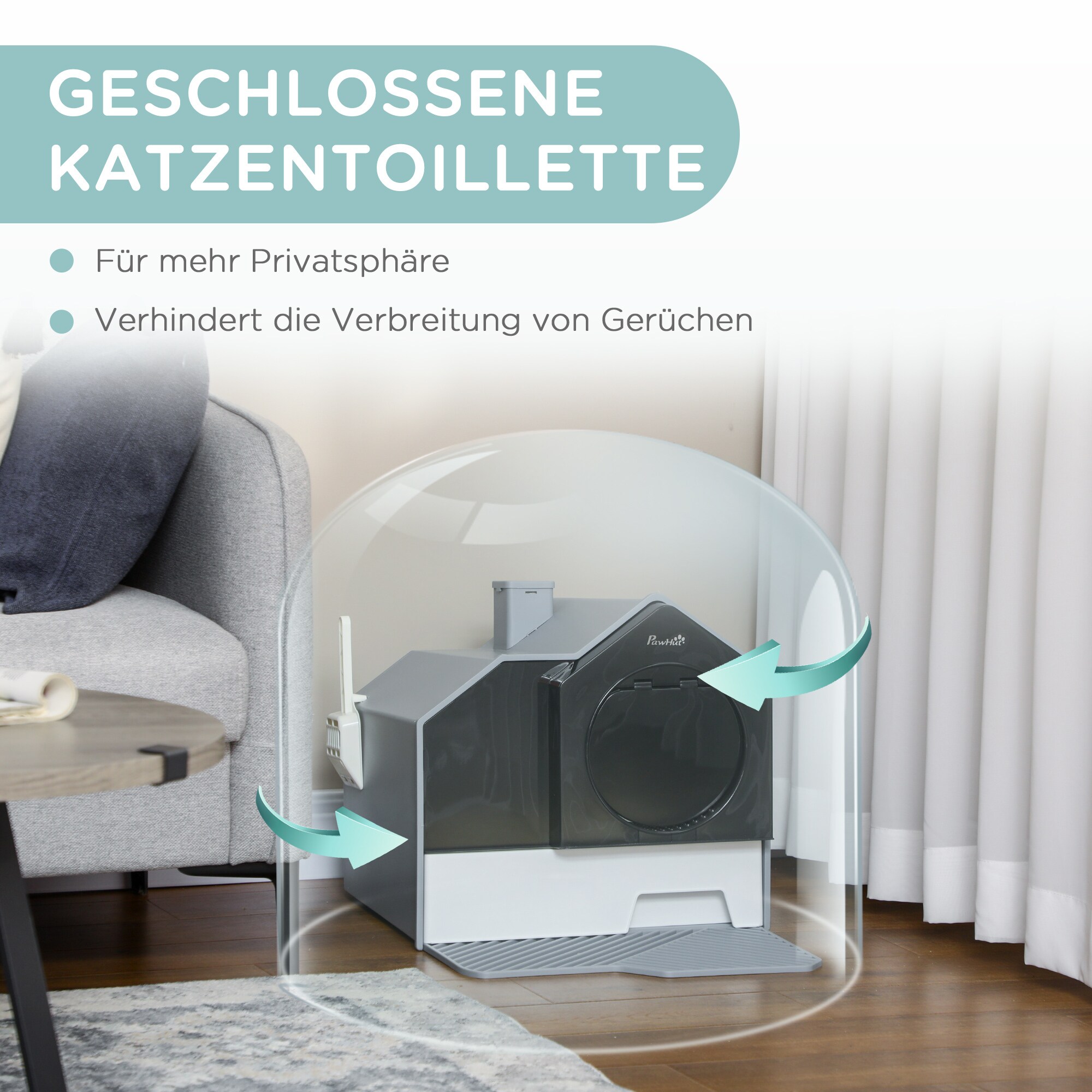 PawHut Katzentoilette mit Schaufel blau 47L x 45B x 42H cm
