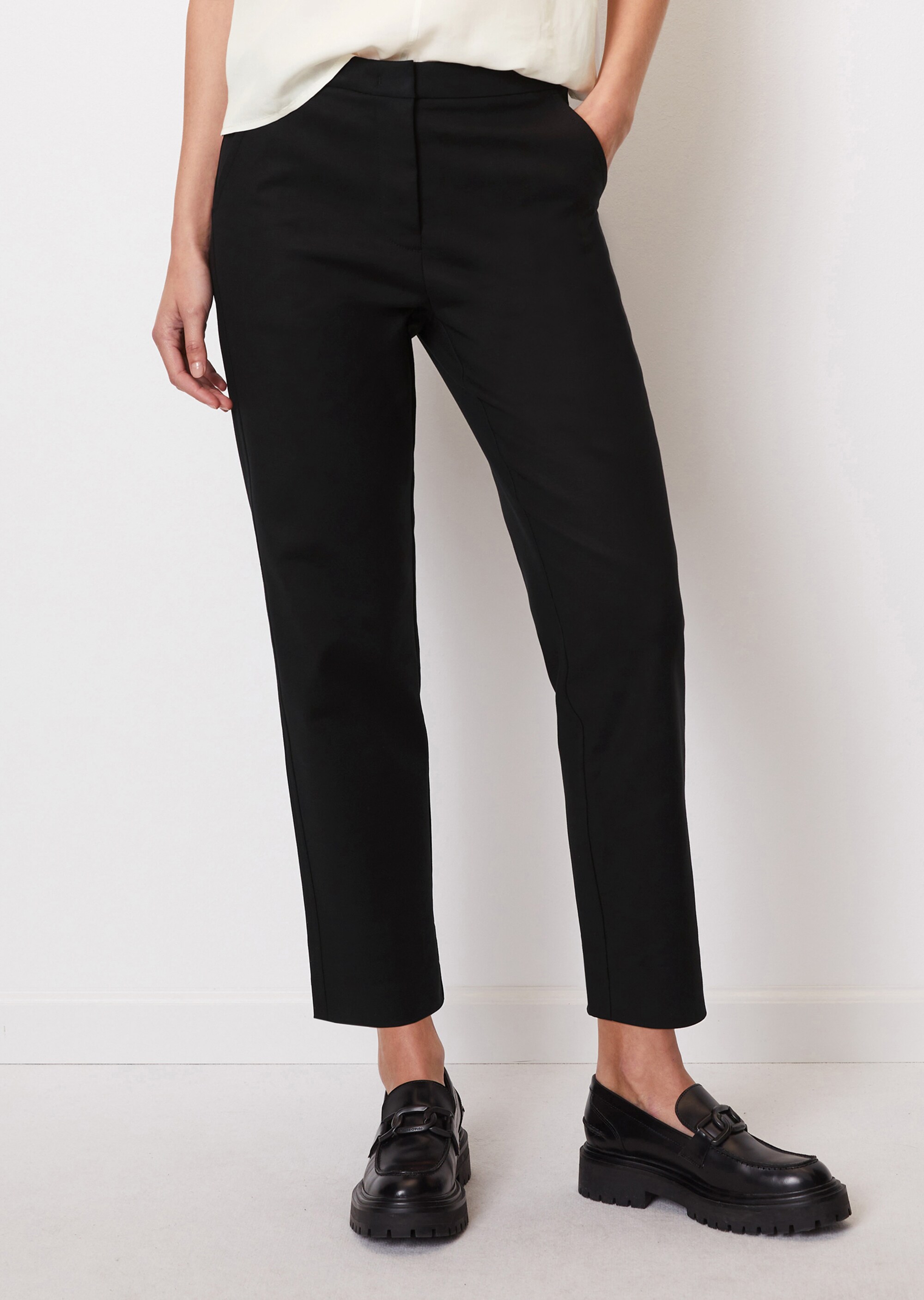 Knöchellange Hose slim aus Organic-Cotton-Stretch-Viskose-Mix