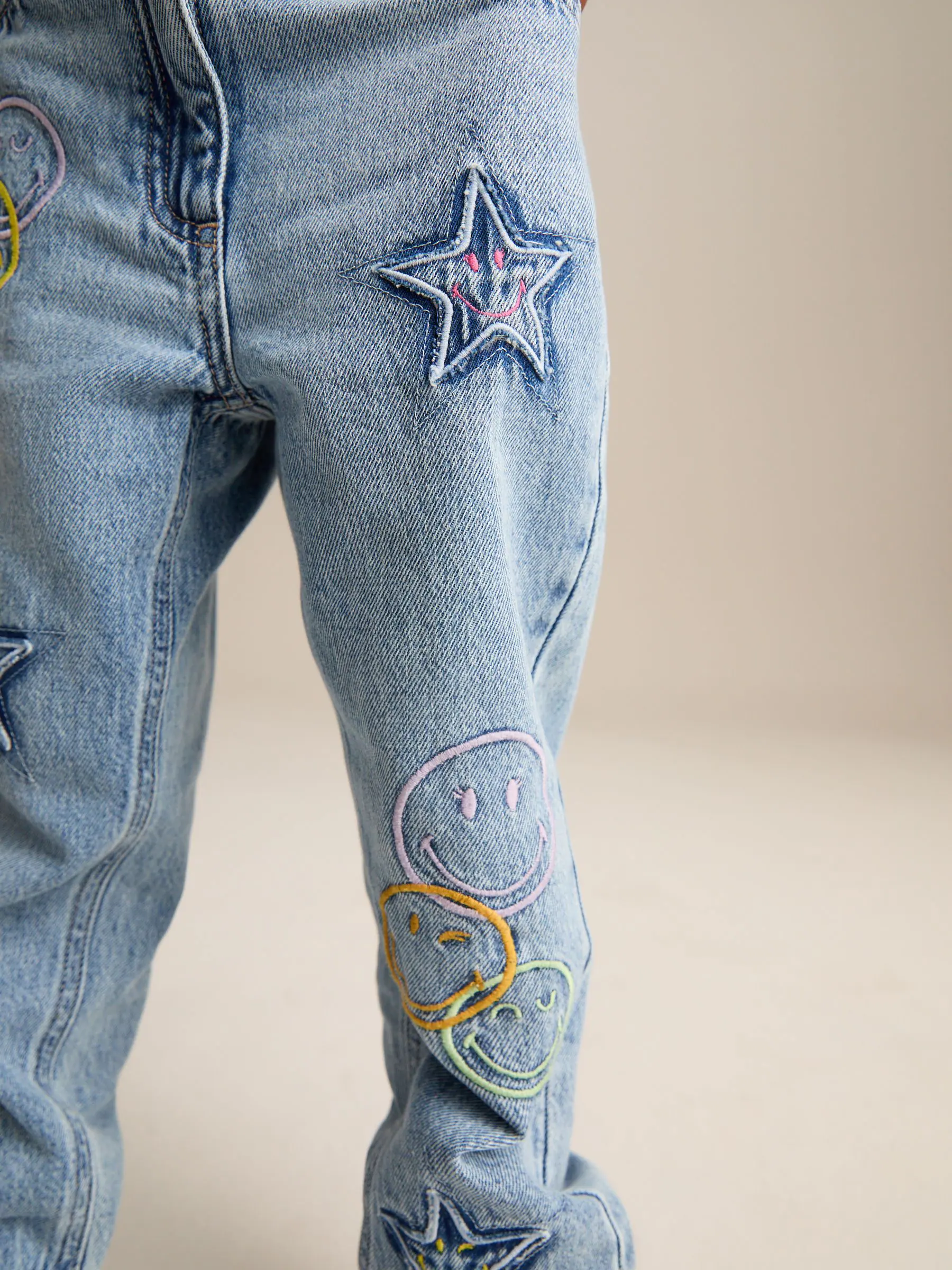 Normaal blauw - SmileyWorld® 100% katoenen mom jeans (3-16jaar)