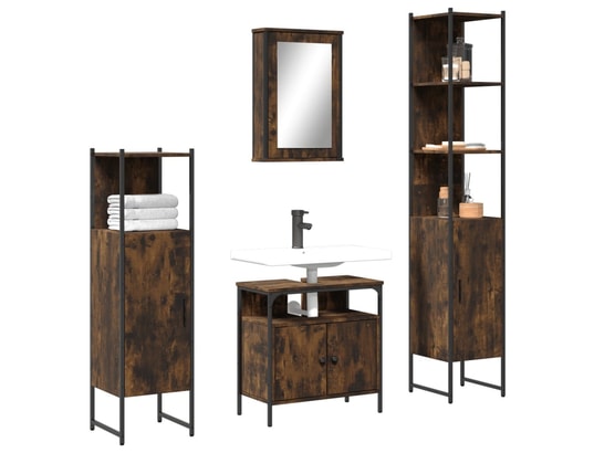 VIDAXL - Ensemble de meubles de salle de bain 4 pcs chêne fumé bois