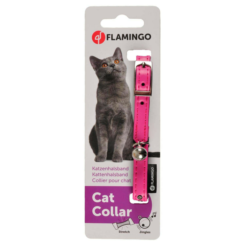 Collier 30 cm x 11 mm rose avec strass et clochette pour chat