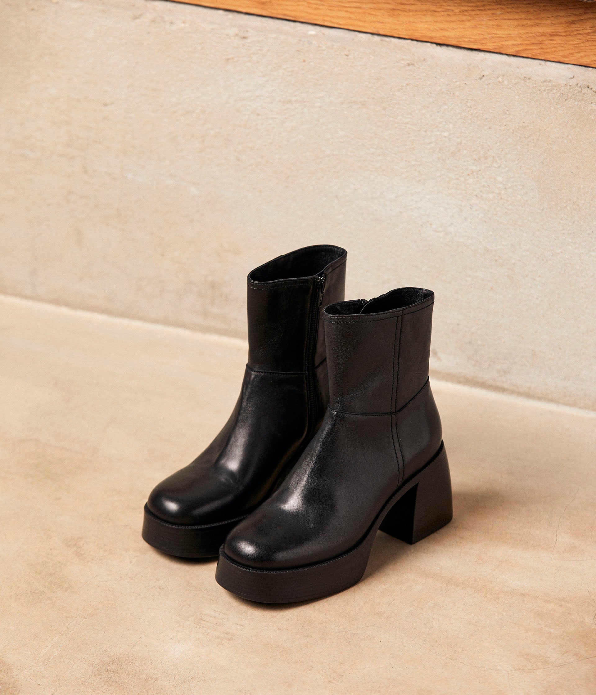 Boots cuir noir Amela
